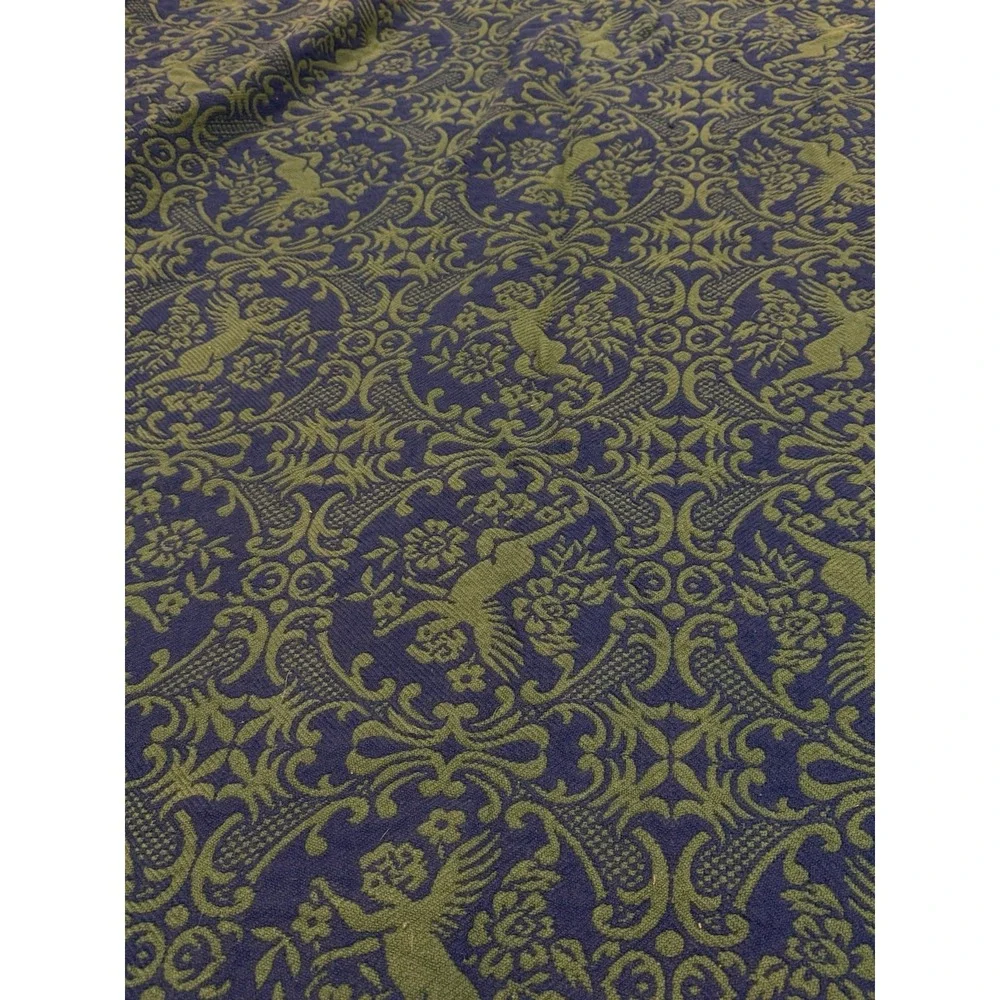 VTG Brentwood Originals MCM Knit Bedspread Green & Blue W/ Cherubs Sz Full